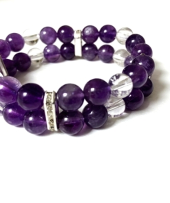 Bracelet Améthyste double, associé au Cristal de roche.