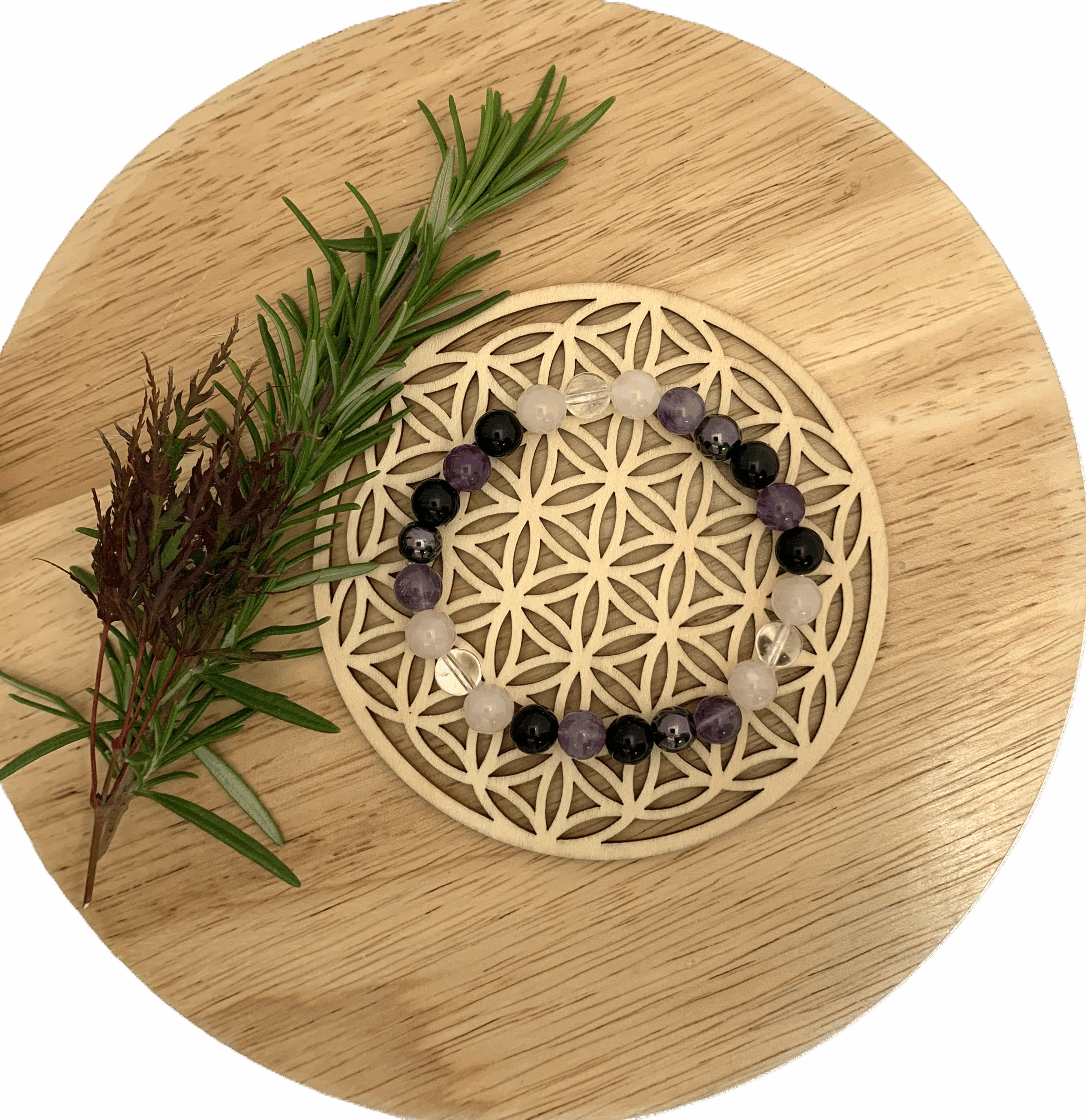 Bracelet Vitalité 3 Bracelet vitalité composé de 5 pierres naturelles : le Quartz, l'Obsidienne, l'Hématite, l'Améthyste et le Cristal de roche.