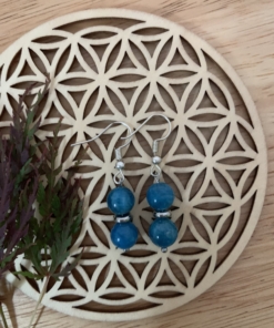 Boucles d'oreilles en pierres naturelles Apatite bleue.