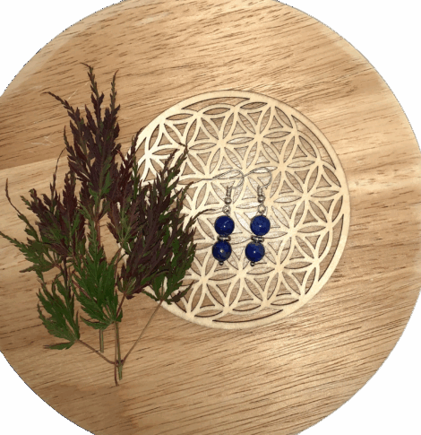 Boucles d'oreilles Lapis Lazuli pendantes – Image 2