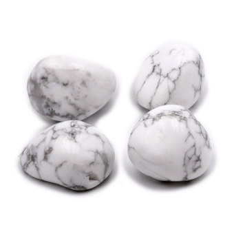 Pierres roulées en Howlite blanche, pierre naturelle de couleur blanche avec des veines grises