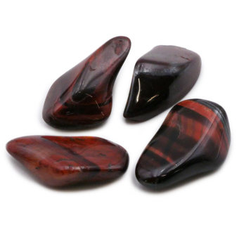 Lot de 4 pierres roulée en pierre naturelle Œil de Taureau. La couleur des pierres est brun, avec des reflets cuivrés.