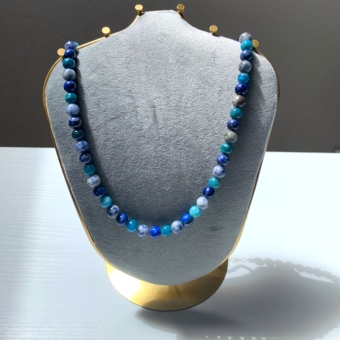 Collier Communication - Perle minérale bleue
