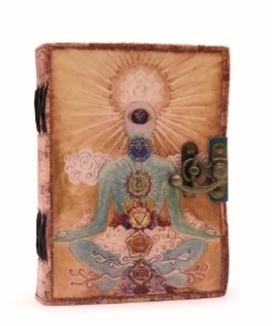 Carnet de notes en cuir « Bouddha Sept Chakra » (12.5cmX17.5cm)