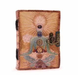 Carnet de notes en cuir « Bouddha Seven Chakra » (12.5cmX17.5cm)