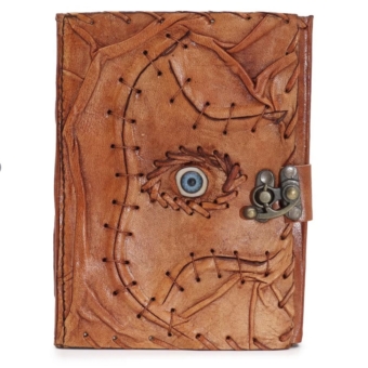 Livre en cuir et papier antique – 17 × 12,5 cm