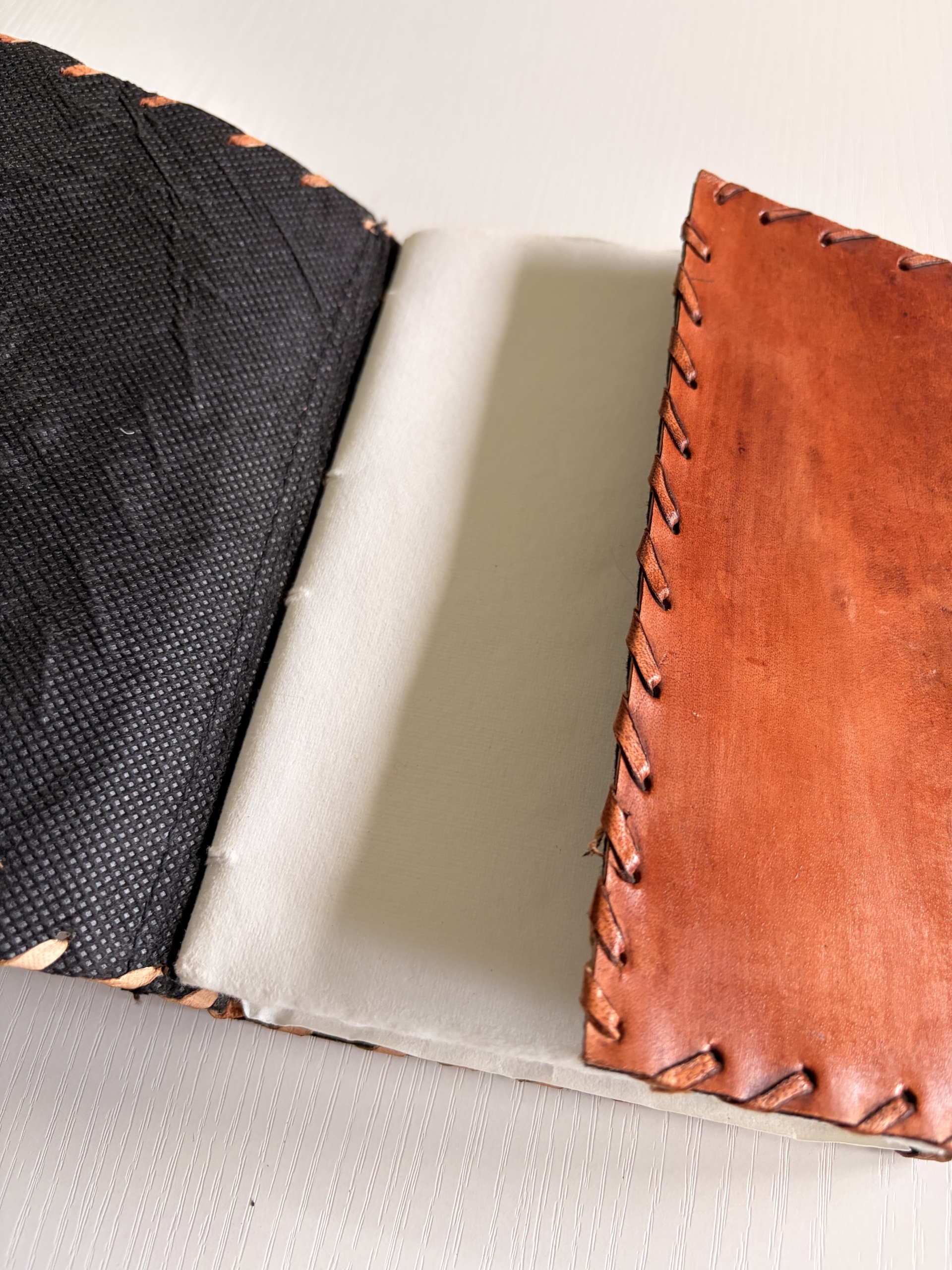 Livre en cuir et papier antique – 17 × 12,5 cm 4 Livre en cuir et papier antique – 17 × 12,5 cm – Image 3